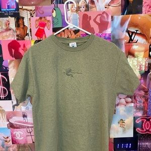 Green Embroidered Graphic T-shirt